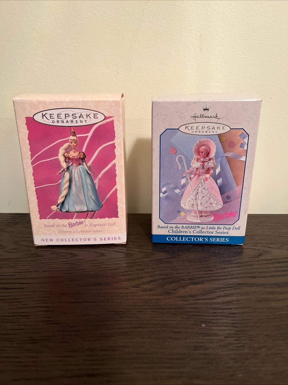 Vtg 90s NIB (2) Barbie Keepsake Ornaments Rapunzel & Littlr Bo Peep-Collectors